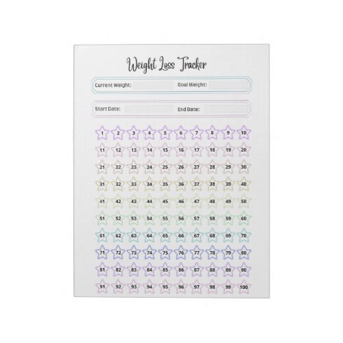 Customizable Weight Loss Tracker Template Notepad