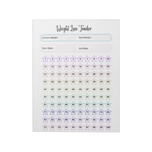 Customizable Weight Loss Tracker Template Notepad (Rotated)