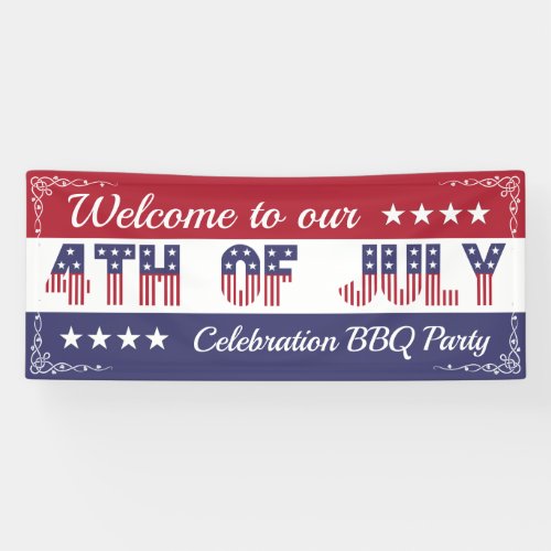 Customizable Welcome 4th of July Stars and Stripes Banner
