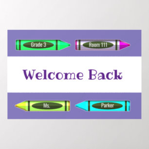 Customizable Welcome Back to School Crayon  Wall Decal
