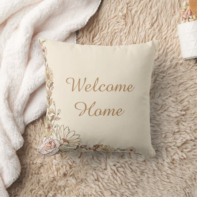 Customizable "Welcome Home" Botanical Pillow (Blanket)