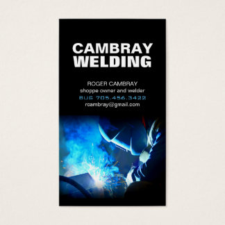 Welding Business Cards / Welder Welding Sparks Blue Business Card / Other business cards similar to welding business cards industrial business cards industry business cards production business cards.