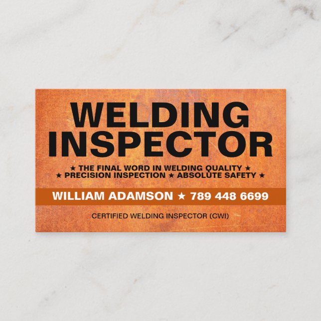 Customizable Welding Inspector & Metal Consultant Business Card (Front)