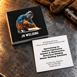 Customizable Welding Metalwork Design Square Business Card