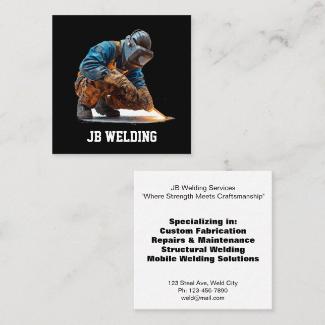Customizable Welding Metalwork Design Square Business Card (Front/Back)