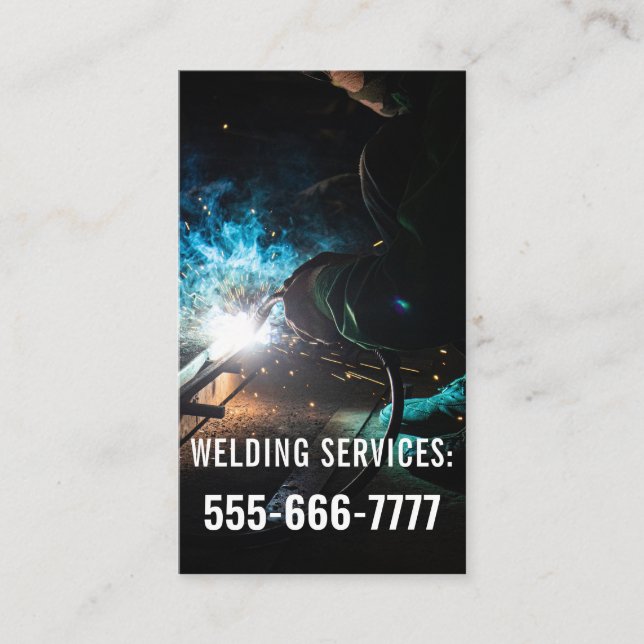 Customizable Welding Services qr code Business Card (Front)