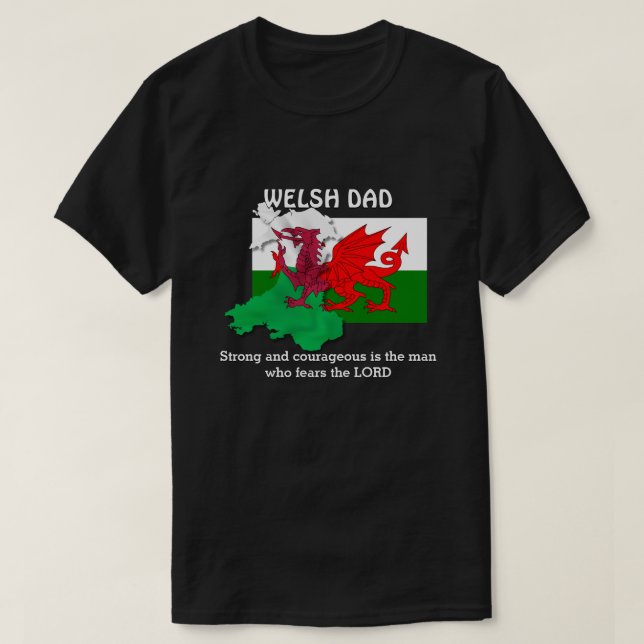 Customizable WELSH DAD Flag of Wales T-Shirt (Design Front)
