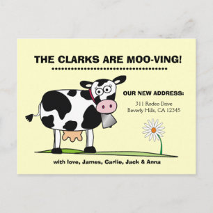 Customizable We're Moo-ving Postcard