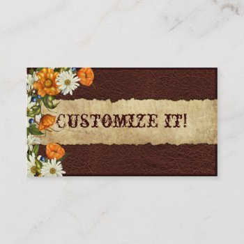 Customizable Western Leather N Daisies  Biz Cards by RanchLady at Zazzle