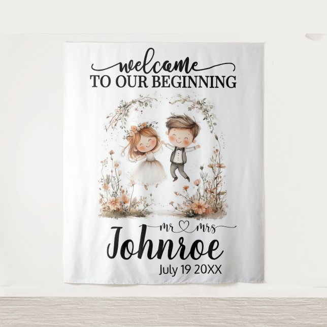 Customizable Whimsical Wedding Backdrop (Front)