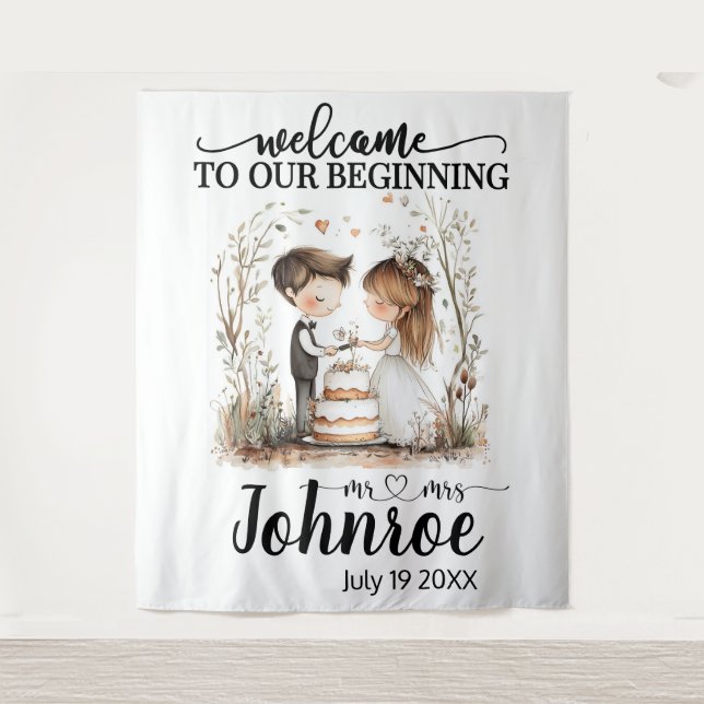 Customizable Whimsical Wedding Backdrop (Front)