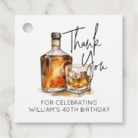 Customizable Whiskey Bottle Birthday Thank You Tag