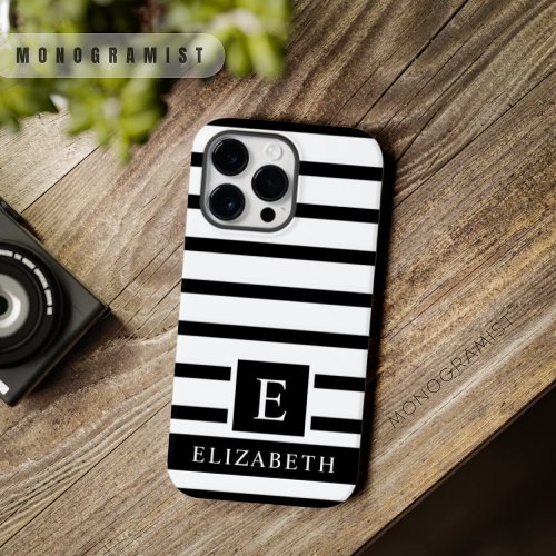 Customizable White And Black Color Stripes  Case_Mate iPhone 14 Pro Max Case