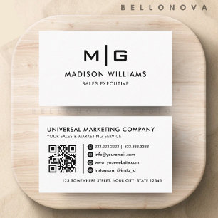 Customizable White And Black  Professional  Business Card