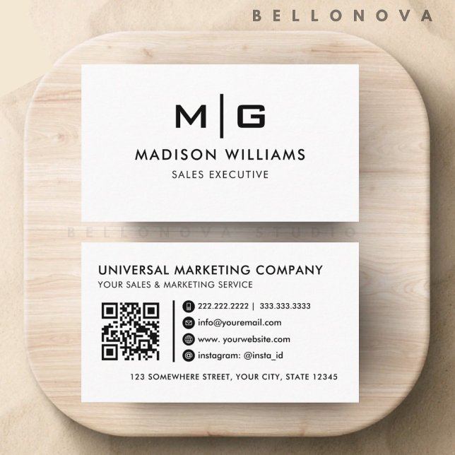 Customizable White And Black  Professional  Business Card (Customizable White And Black Professional Business Card)