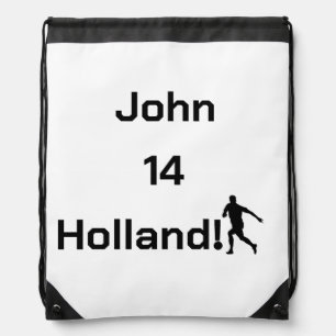 Customizable White Athletic Identity Drawstring Bag