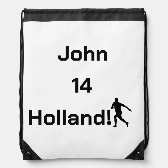 Customizable White Athletic Identity Drawstring Bag (Front)