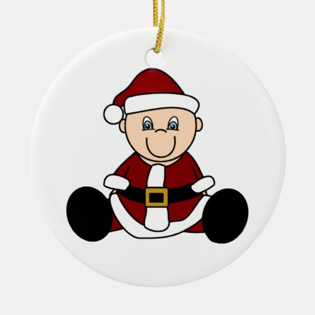 Customizable White Baby Santa  Christmas Ornament (Front)
