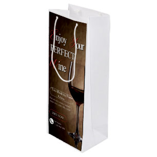 Customizable White & Black Elegant Minimalist Wine Gift Bag