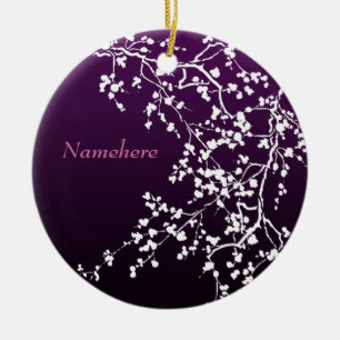 Customizable: White blossom Ceramic Ornament