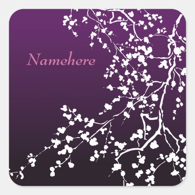 Customizable: White blossom Square Sticker (Front)