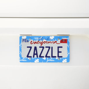 Customizable White Blue Floral Pattern Fresh Bold License Plate Frame