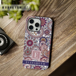 Customizable White Blue Pink Purple Paisley  iPhone 15 Pro Max Case
