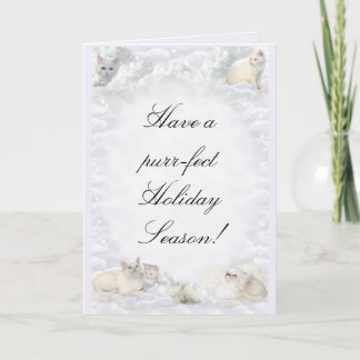 Customizable White Cats Holiday Card