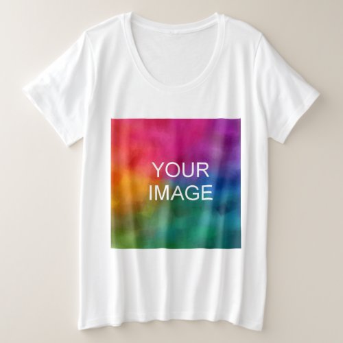 Customizable White Color Template Upload Image Plus Size T_Shirt