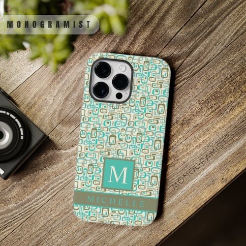 Customizable White Cream Blue Green Geometric  Case_Mate iPhone 14 Pro Max Case