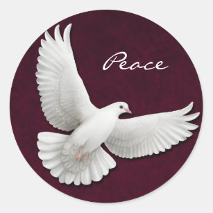 Customizable White Dove on Maroon Sticker