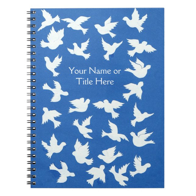 Customizable White Doves Spiral Notebook (Front)