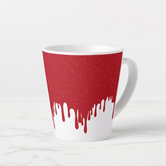 Customizable White Drip Tomato Red Latte Mug (Right Angle)