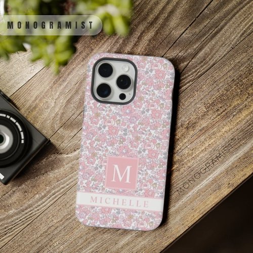 Customizable White Floral Pink Flowers iPhone 15 Pro Max Case