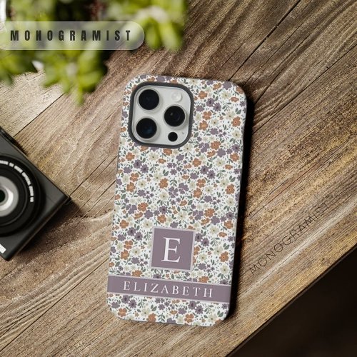 Customizable White Floral Purple Brown Flowers iPhone 15 Pro Max Case