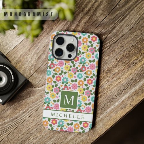 Customizable White floral Yellow Pink Blue Flowers iPhone 15 Pro Max Case