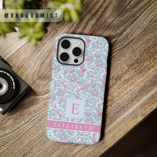 Customizable White Flower Blue Pink Flowers iPhone 15 Pro Max Case