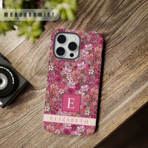 Customizable White Flowers Pink Floral iPhone 15 Pro Max Case