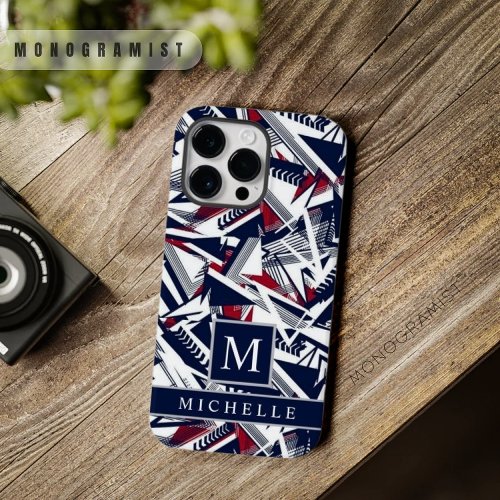 Customizable White Grey Dark Blue Red Geometric  Case_Mate iPhone 14 Pro Max Case