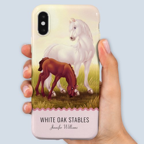 Customizable White Horse and Foal Case_Mate iPhone 14 Case
