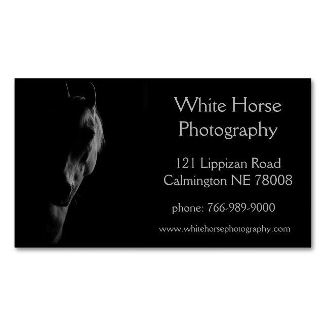 Customizable White Horse Design Business Card Magnet (Front)