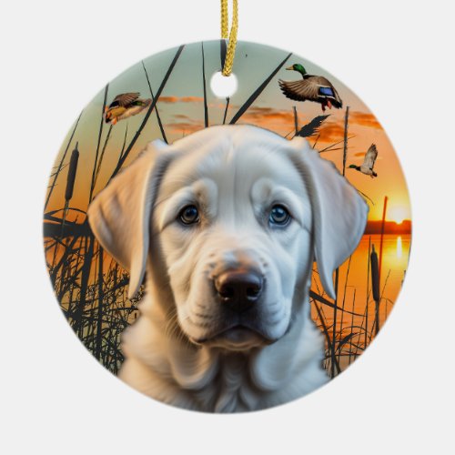 Customizable White Labrador Puppy Ornament