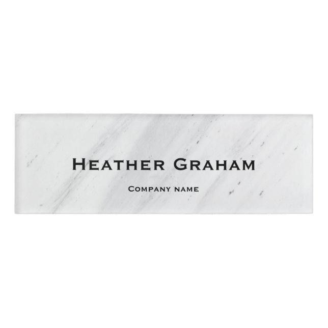 Customizable White Marble  Name Tag (Front)