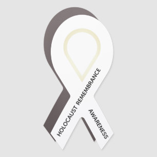 Customizable White Ribbon Awareness Car Magnet