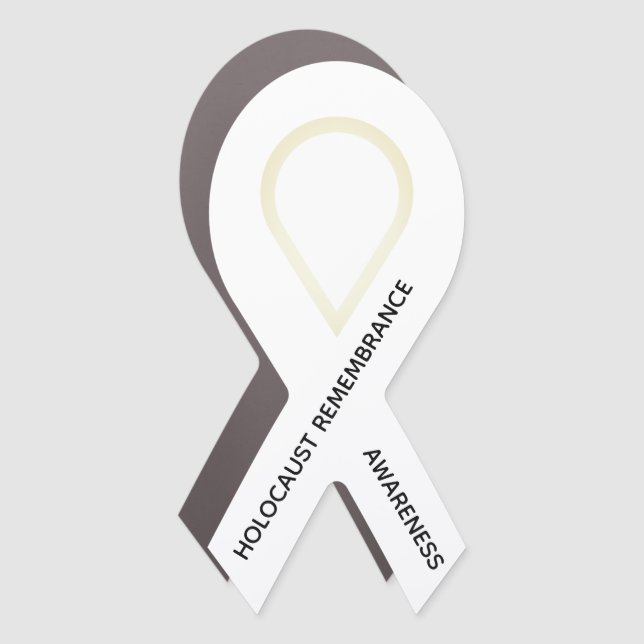 Customizable White Ribbon Awareness Car Magnet (Front)