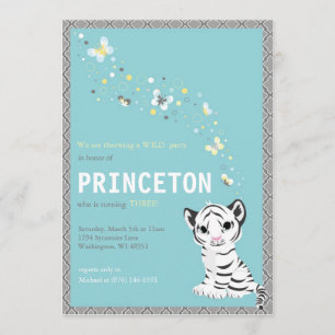 Customizable White Tiger Birthday Invitation