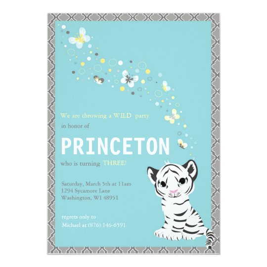 customizable white tiger birthday invitation zazzle com customizable birthday invitations