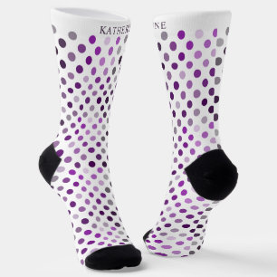 Customizable White Violet Purple Polka Dot Design Socks