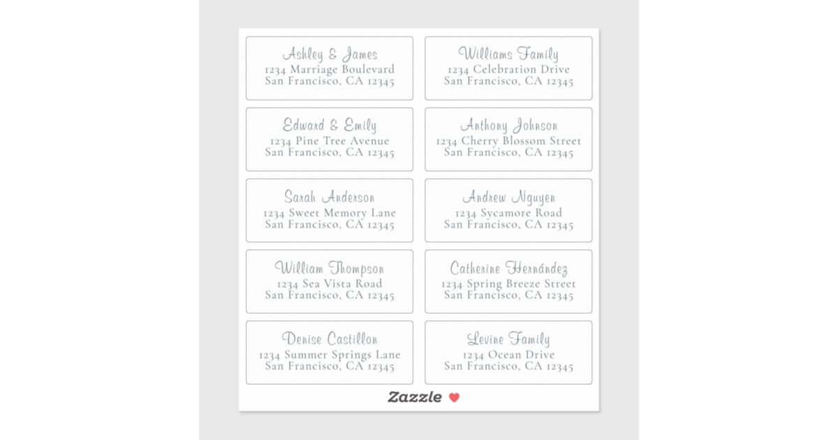 Customizable White Wedding Guest Address Labels | Zazzle