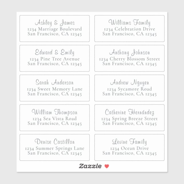 Customizable White Wedding Guest Address Labels (Sheet)
